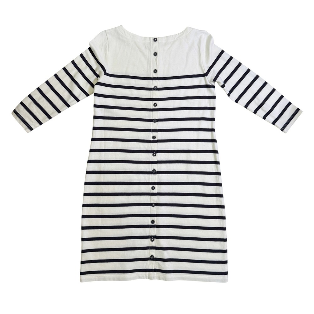 Garnet Hill Bijou Button Back Nautical Dress XS Navy Stripe Organic Cotton - Picture 5 of 6